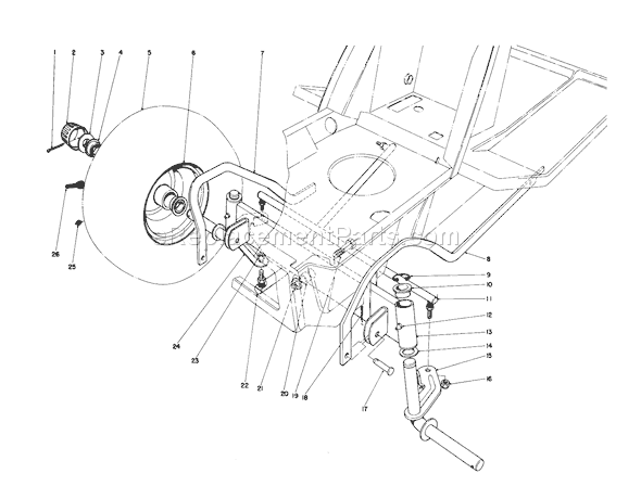 Toro 57351 (7000001-7999999)(1977) Lawn Tractor Front Axle Assembly Diagram