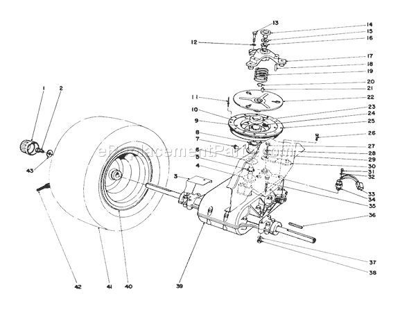 Toro 57354 (6000001-6999999)(1986) Lawn Tractor Transaxle & Clutch Assembly Diagram