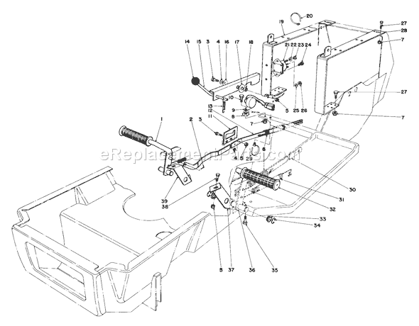 Toro 57356 (2000001-2999999)(1982) Lawn Tractor Brake & Clutch Pedal Assembly Diagram