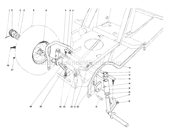 Toro 57356 (5000001-5999999)(1985) Lawn Tractor Front Axle Assembly Diagram