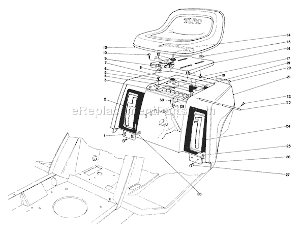 Toro 57356 (5000001-5999999)(1985) Lawn Tractor Rear Body & Seat Assembly Diagram