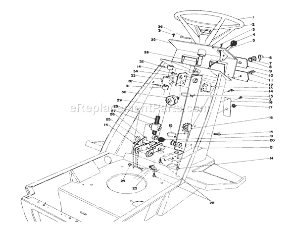 Toro 57356 (5000001-5999999)(1985) Lawn Tractor Steering Wheel & Dash Assembly Diagram
