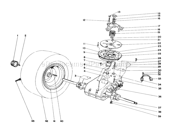 Toro 57356 (5000001-5999999)(1985) Lawn Tractor Transaxle & Clutch Assembly Diagram
