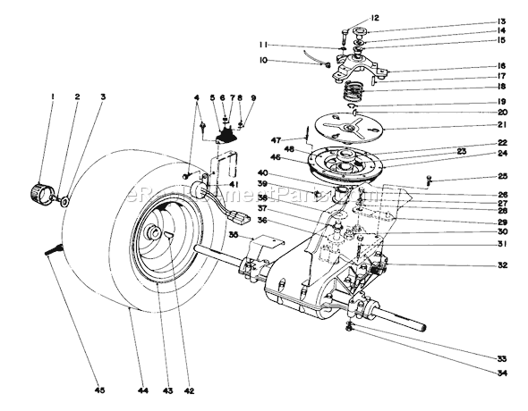 Toro 57356 (8000001-8999999)(1978) Lawn Tractor Transaxle & Clutch Assembly Diagram