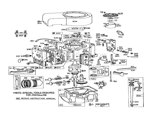 Toro 57356 (9000001-9999999)(1979) Lawn Tractor Engine Briggs & Stratton Diagram