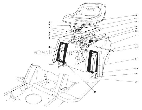 Toro 57357 (2000001-2999999)(1982) Lawn Tractor Rear Body & Seat Assembly Diagram