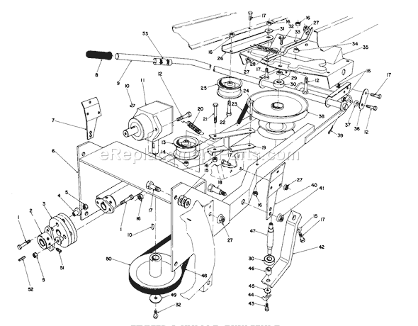 Toro 57357 (4000001-4999999)(1984) Lawn Tractor Frame & Pulley Assembly Diagram