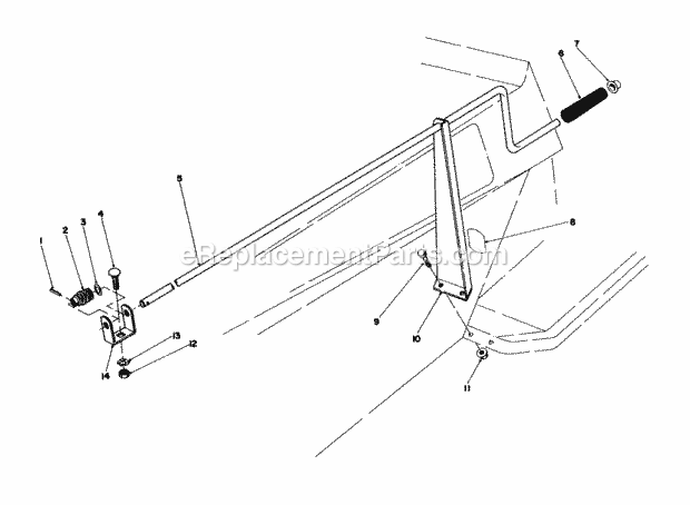 Toro 57358 (7000001-7999999) (1987) 44-in. Side Discharge Mower Chute Control Assembly 36-in. Snowthrower Attachment Model No. 59160 (Optional) Diagram