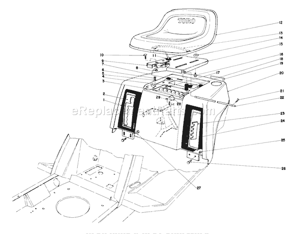 Toro 57360 (5000001-5999999)(1985) Lawn Tractor Rear Body & Seat Assembly Diagram