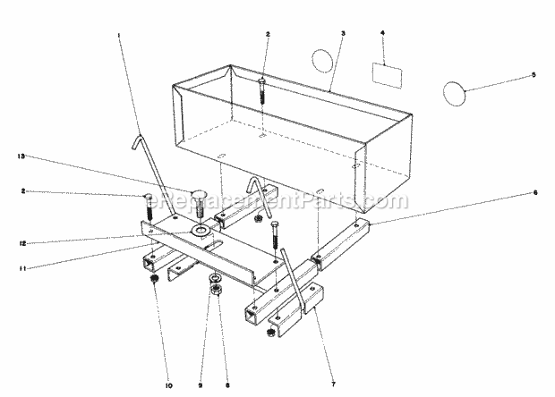 Toro 57380 (0000001-0999999) (1980) 8 Hp Front Engine Rider 36-in. Snowthrower Weight Box Assembly Model No. 59138 Diagram