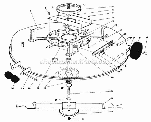 Toro 57385 (0000001-0999999) (1980) 11 Hp Front Engine Rider Mulcher Deck Diagram