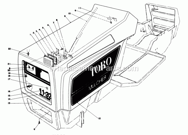Toro 57385 (1000001-1999999) (1981) 11 Hp Front Engine Rider Hood Assembly Model 57385 Diagram