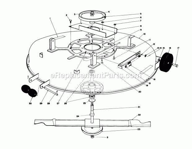Toro 57385 (1000001-1999999) (1981) 11 Hp Front Engine Rider Mulcher Deck Diagram