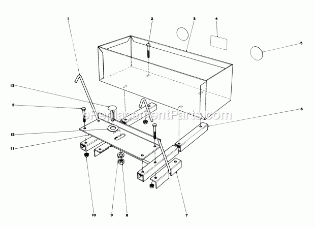 Toro 57385 (1000001-1999999) (1981) 11 Hp Front Engine Rider 36-in. Snowthrower Weight Box Assembly Model No. 59138 Diagram