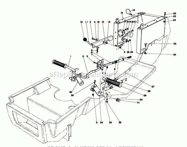 Toro 57385 (1000001-1999999) (1981) 11 Hp Front Engine Rider Brake & Clutch Pedal Assembly Diagram