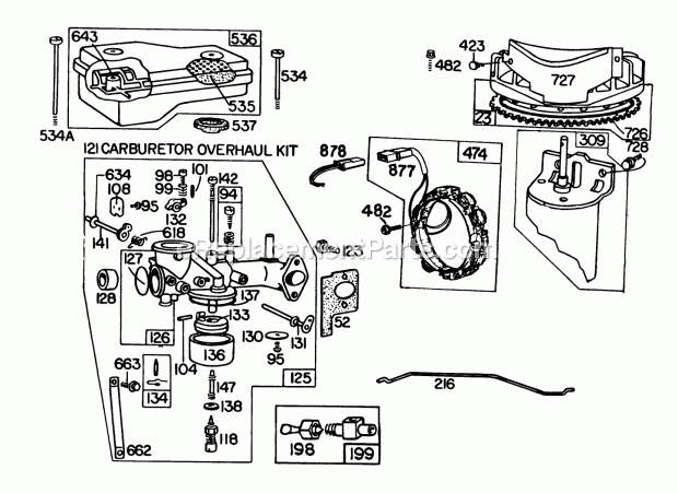 Toro 57385 (1000001-1999999) (1981) 11 Hp Front Engine Rider Briggs & Stratton Model 252707-0223-01, Engine Briggs & Stratton Model 252707-0177-01 Diagram