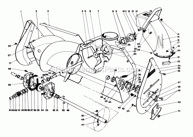Toro 57410 (8000001-8999999) (1988) 12 Hp Electric Start Lawn Tractor Auger Assembly 36-in. Snowthrower Attachment Model No. 59160 (Optional) Diagram