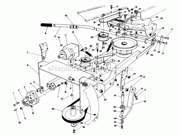 Toro 57420 (8000001-8999999) (1988) 12 Hp Electric Start Lawn Tractor Frame & Pulley Assembly 36-in. Snowthrower Attachment Model No. 59160 (Optional) Diagram
