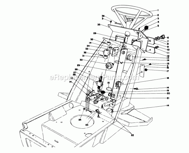 Toro 57430 (8000001-8999999) (1988) 12-44 Pro Lawn Tractor Steering Wheel & Dash Assembly Diagram