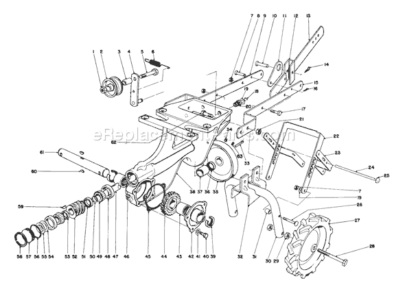 Toro 58007 (0000001-0999999)(1980) Tiller Chassis Diagram