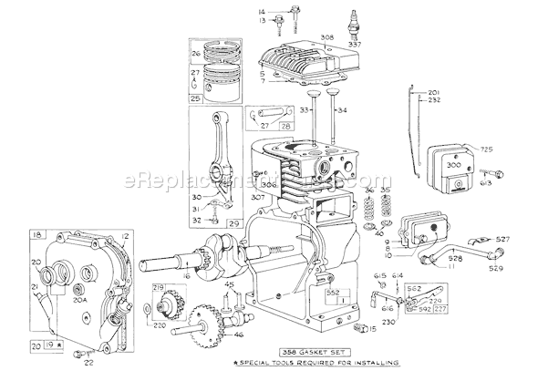 Toro 58210 (2000001-2999999)(1972) Tiller Engine Briggs & Stratton Model No. 130292-0371 Diagram