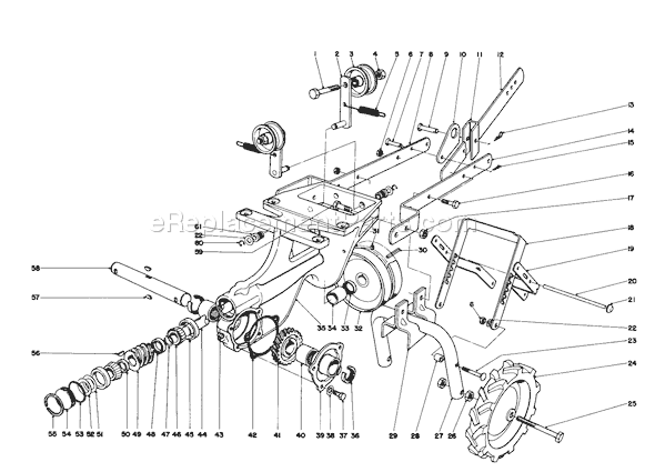 Toro 58237 (7000001-7999999)(1977) Tiller Chassis Assembly Diagram