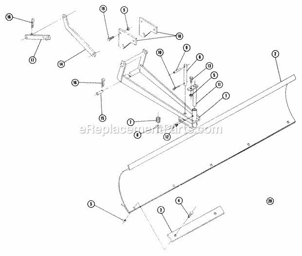 Toro 6-1211 (1968) 37-in. Snowthrower Parts List for Dozer Blade Model 6-3111 (Formerly Bdr-385) Diagram