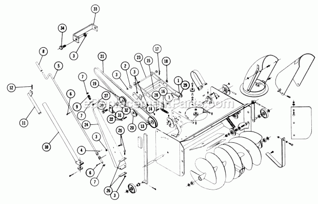 Toro 6-1211 (1968) 37-in. Snowthrower Parts List for Snow Thrower-Completing Package Model 6-9121 Diagram
