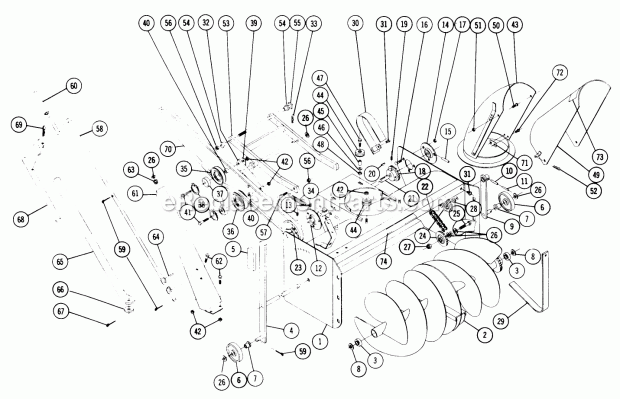 Toro 6-2211 (1968) 32-in. Snowthrower Parts List for Snow Thrower Model 6-1211 (Formerly St-376) Diagram