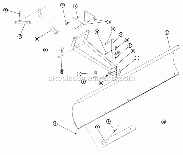 Toro 6-3211 (1968) 32-in. Snowthrower Parts List for Dozer Blade Model 6-3111 (Formerly Bdr-385) Diagram