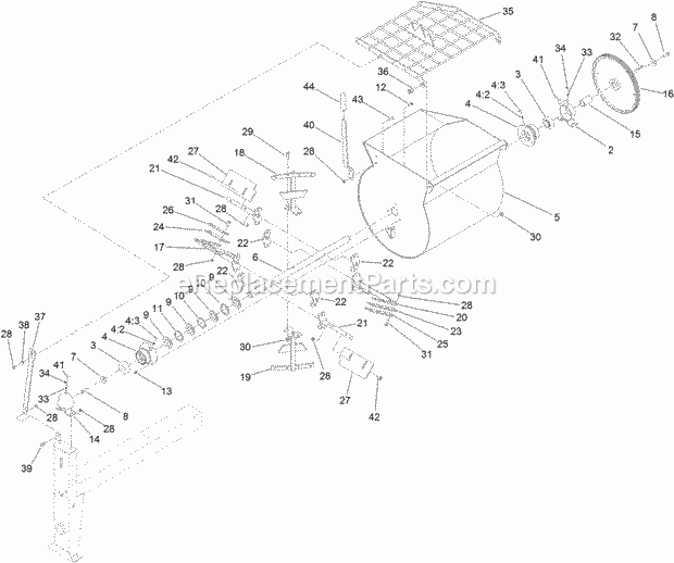 Toro 60216 (316000001-316999999) Mmx-658h-s Mortar Mixer, 2016 Drum, Paddle and Bearing Assembly Diagram