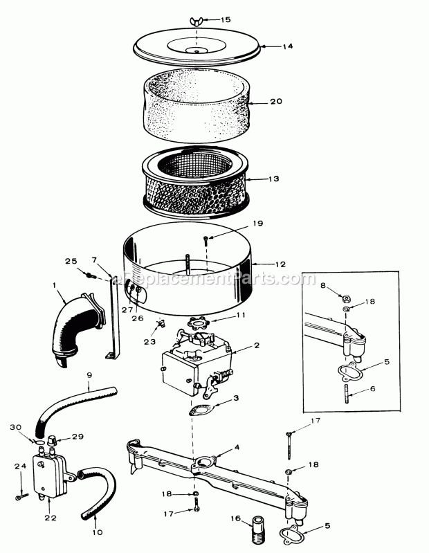 Toro 61-16OS01 (1976) D-160 Automatic Tractor Fuel System Group-16 Hp Onan Engine Diagram