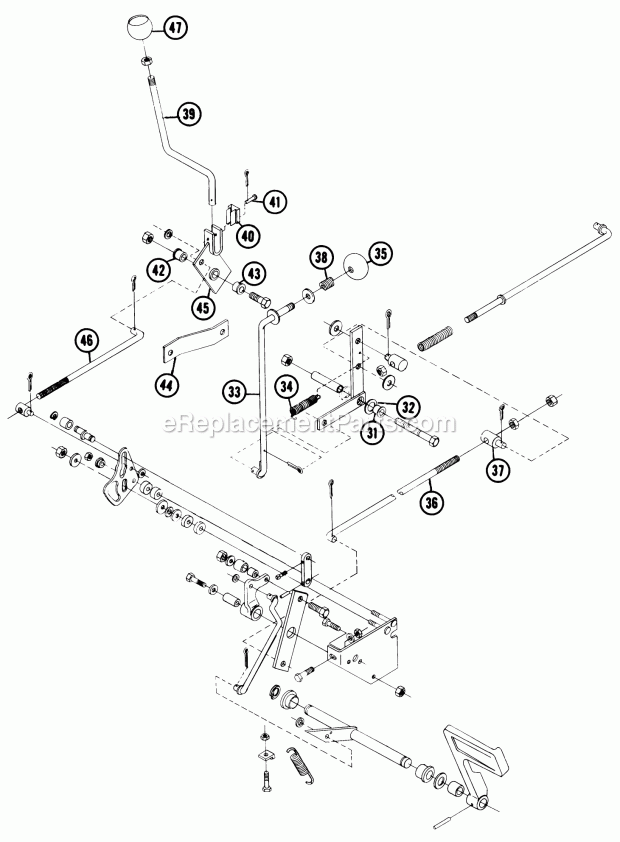 Toro 61-16OS01 (1976) D-160 Automatic Tractor Brake, Speed Control Linkage Diagram