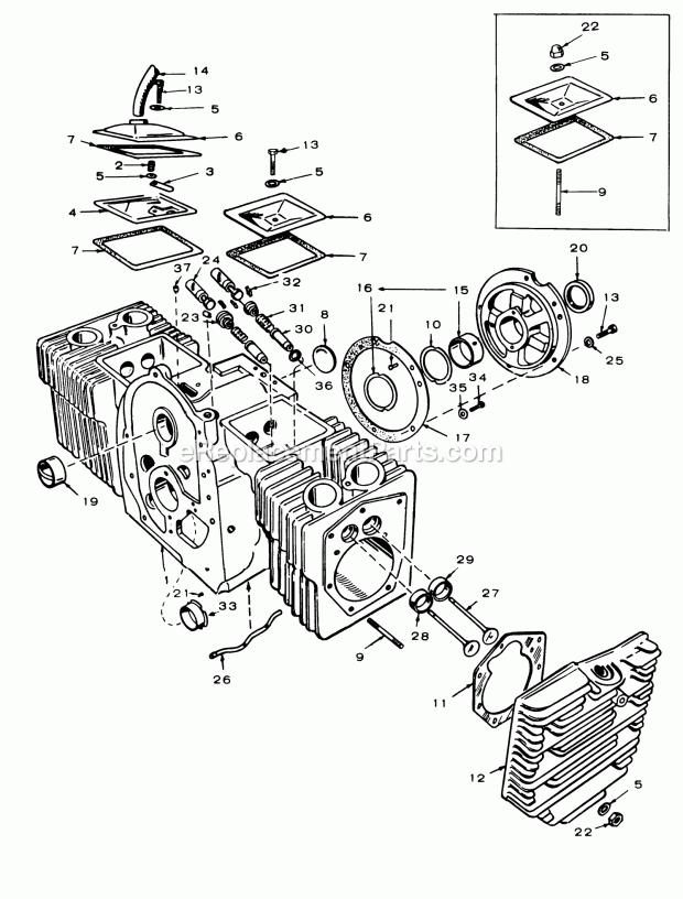 Toro 61-16OS01 (1976) D-160 Automatic Tractor Cylinder Block Group-16 Hp Onan Engine Diagram