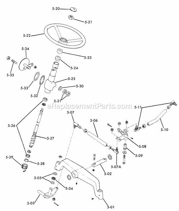 Toro 61-16OS02 (1976) D-160 Automatic Tractor 5.000 Front Axle and Steering Diagram