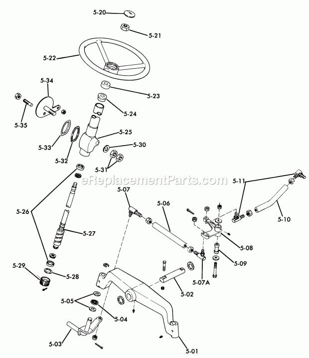 Toro 61-20KS01 (1976) D-200 Automatic Tractor Front Axle and Steering Diagram