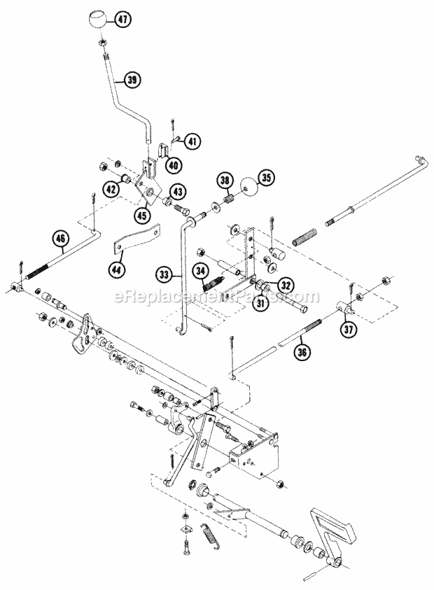 Toro 61-20KS01 (1976) D-200 Automatic Tractor Brake, Speed Control Linkage Diagram