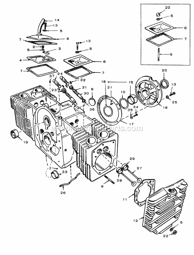 Toro 61-20KS01 (1976) D-200 Automatic Tractor Cylinder Block Group-16 Hp Onan Engine Diagram