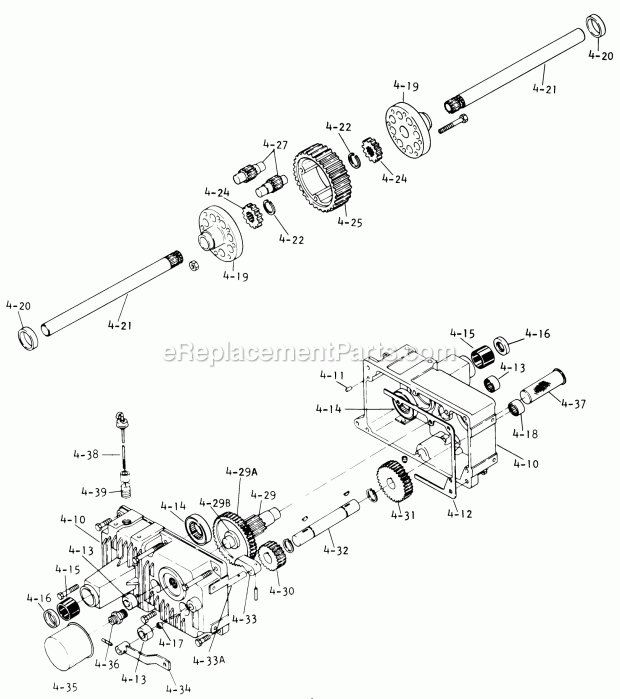 Toro 61-20KS02 (1976) D-200 Automatic Tractor 4.010 Transaxle Transmission-Component Parts Diagram