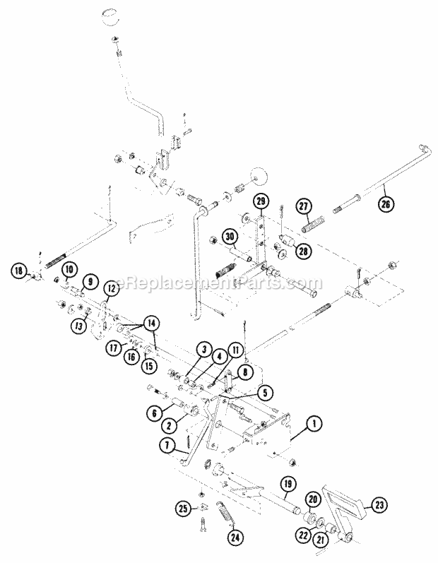 Toro 61-20KS02 (1976) D-200 Automatic Tractor 6.000 Brake, Speed Control Linkage Diagram