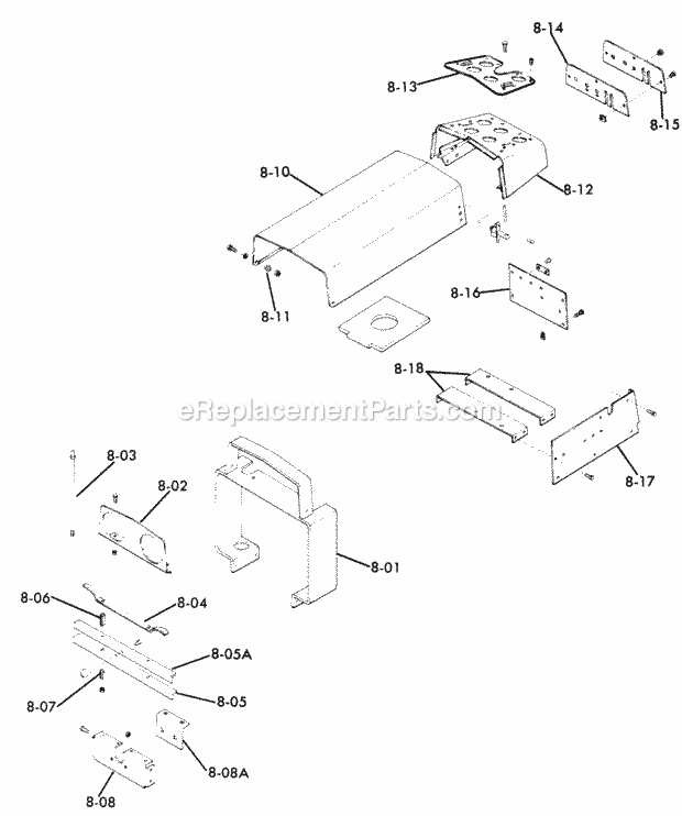 Toro 61-20KS02 (1976) D-200 Automatic Tractor 8.000 Sheet Metal and Covers Diagram