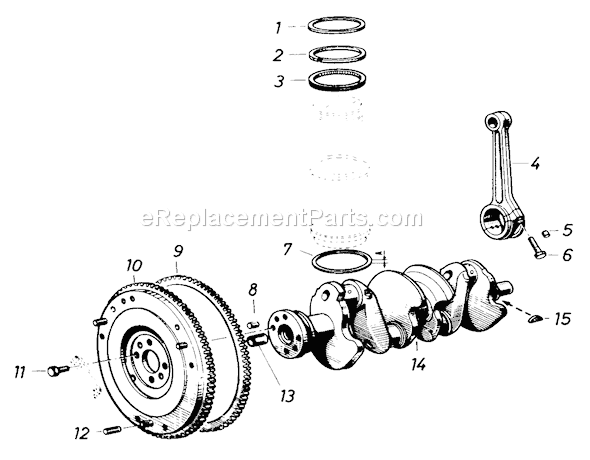 Toro 61-20RG01 (1976) D-250 10-speed Tractor Crankshaft and Connection Rod Diagram