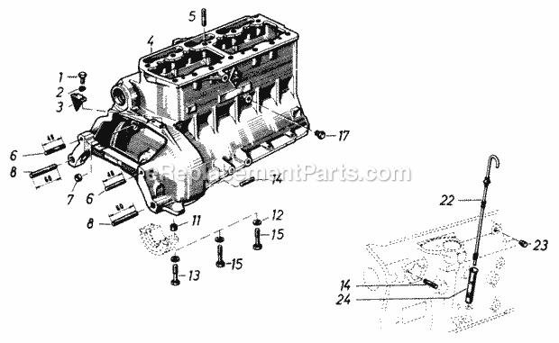 Toro 61-20RG01 (1976) D-250 10-speed Tractor Cylinder Housings Diagram