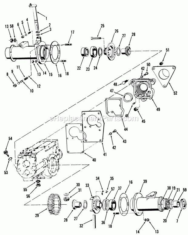 Toro 61-20RG01 (1976) D-250 10-speed Tractor Differential and P.T.O. Cover Diagram