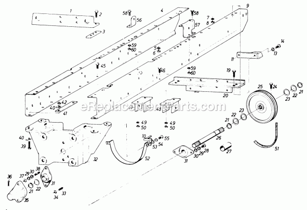 Toro 61-20RG01 (1976) D-250 10-speed Tractor Frame (Front and Rear P.T.O.) Diagram