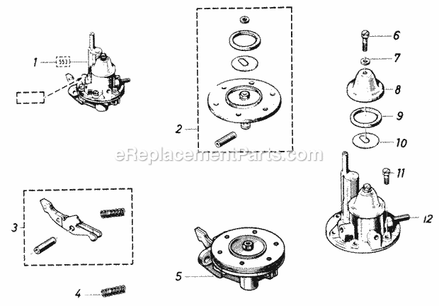 Toro 61-20RG01 (1976) D-250 10-speed Tractor Fuel Pump Diagram