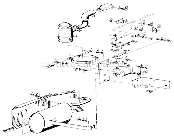 Toro 61-20RG01 (1976) D-250 10-speed Tractor Governor Parts-Exhaust System and Air Filter Diagram