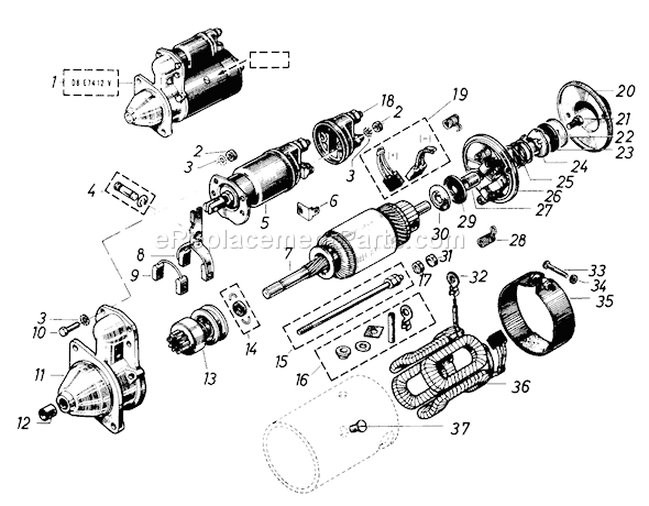 Toro 61-20RG01 (1976) D-250 10-speed Tractor Starter Diagram