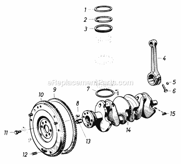 Toro 61-20RG01 (1977) D-250 10-speed Tractor Crankshaft and Connection Rod Diagram