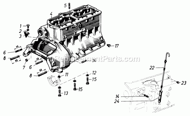 Toro 61-20RG01 (1977) D-250 10-speed Tractor Cylinder Housings Diagram